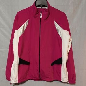 Three Hearts EUC Women's Pink, White, Black Zippered Reflective Jacket, XL